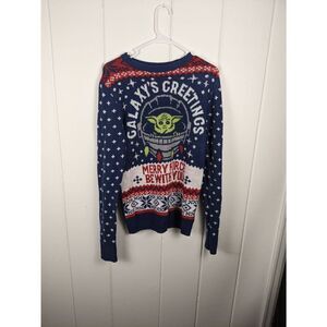 Star Wars Baby Yoda Galaxy Christmas Sweater Size Small